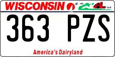 WI license plate 363PZS