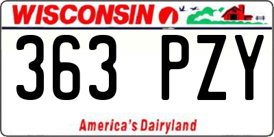 WI license plate 363PZY