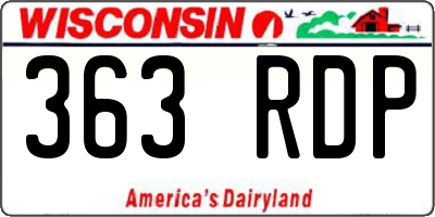 WI license plate 363RDP