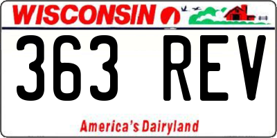 WI license plate 363REV