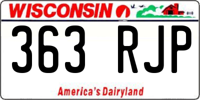 WI license plate 363RJP