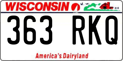 WI license plate 363RKQ