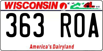 WI license plate 363ROA