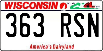 WI license plate 363RSN