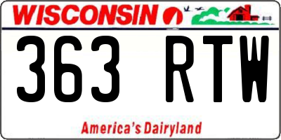 WI license plate 363RTW