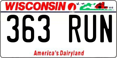 WI license plate 363RUN