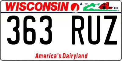 WI license plate 363RUZ