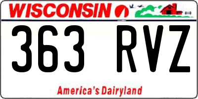 WI license plate 363RVZ