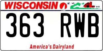WI license plate 363RWB