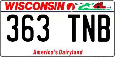 WI license plate 363TNB