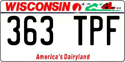 WI license plate 363TPF