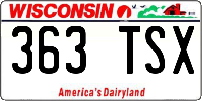 WI license plate 363TSX