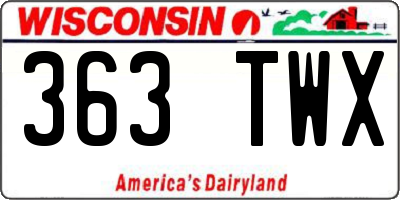 WI license plate 363TWX