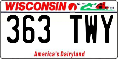 WI license plate 363TWY