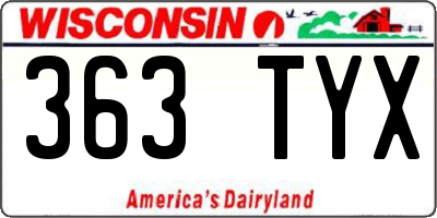 WI license plate 363TYX