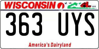 WI license plate 363UYS