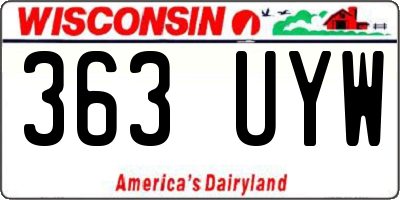 WI license plate 363UYW