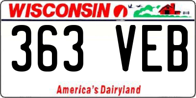 WI license plate 363VEB