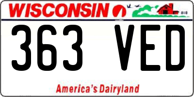 WI license plate 363VED