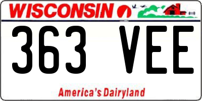 WI license plate 363VEE
