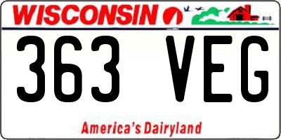 WI license plate 363VEG