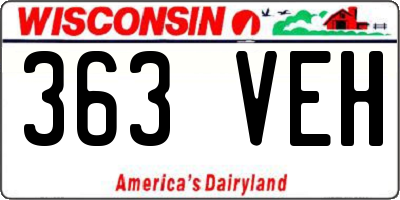 WI license plate 363VEH