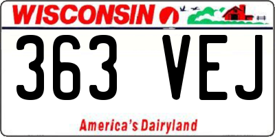 WI license plate 363VEJ