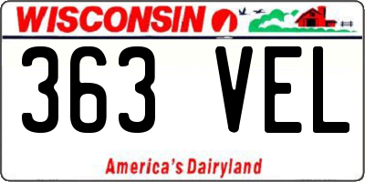 WI license plate 363VEL