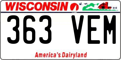 WI license plate 363VEM