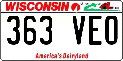 WI license plate 363VEO