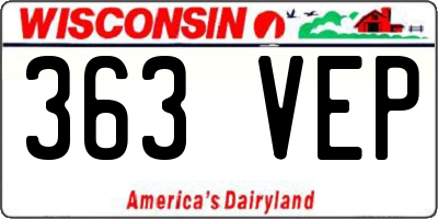 WI license plate 363VEP