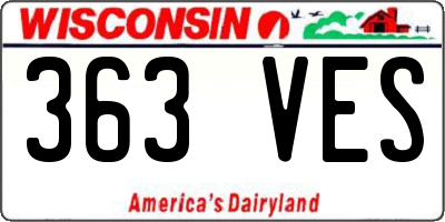 WI license plate 363VES