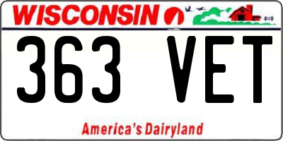 WI license plate 363VET