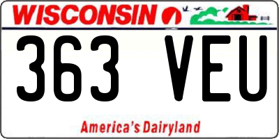 WI license plate 363VEU