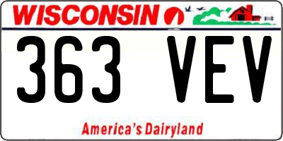 WI license plate 363VEV