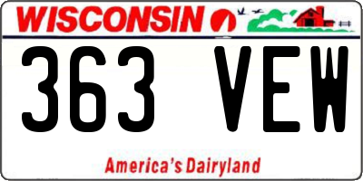 WI license plate 363VEW