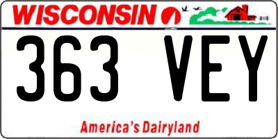 WI license plate 363VEY