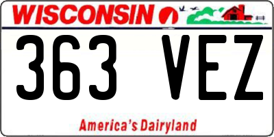 WI license plate 363VEZ