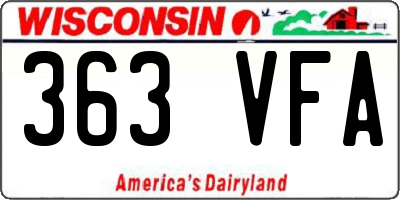 WI license plate 363VFA