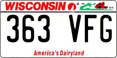 WI license plate 363VFG
