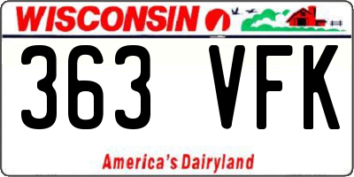 WI license plate 363VFK