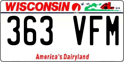 WI license plate 363VFM