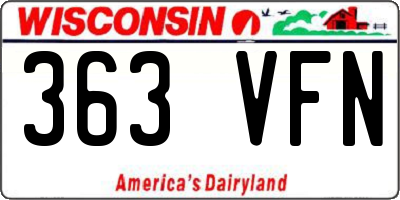 WI license plate 363VFN