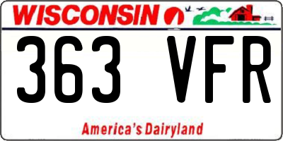 WI license plate 363VFR
