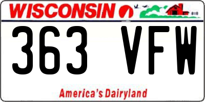 WI license plate 363VFW