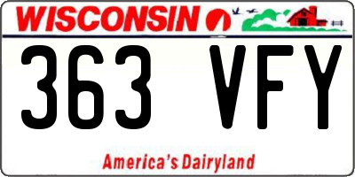 WI license plate 363VFY