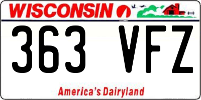 WI license plate 363VFZ