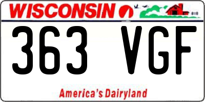 WI license plate 363VGF
