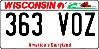 WI license plate 363VOZ