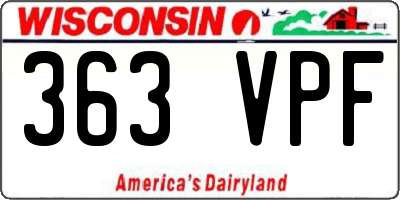 WI license plate 363VPF